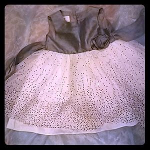 NWT Gray dress w/ polka dotted white tulle skirt